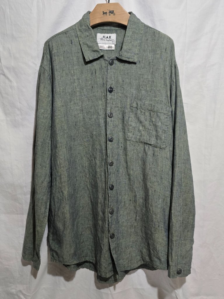 Flax By Jeanne Englehart 100% Linen Ls Bf - Green - Petite